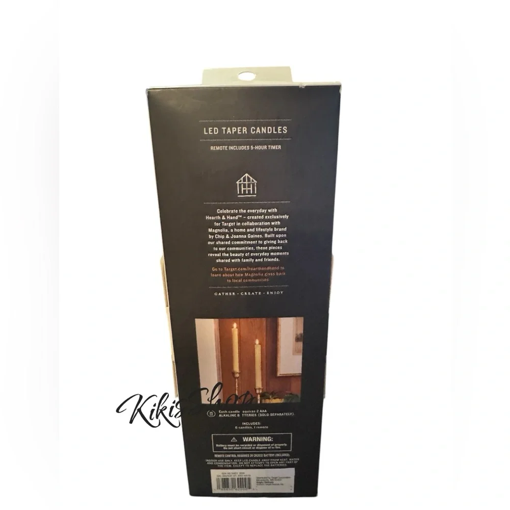 6pk Ribbed Flameless LED Taper Candles Honey - Hearth & Hand™ with Magnolia